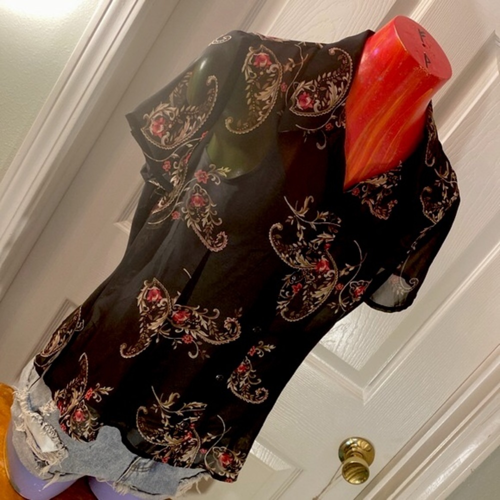 VINTAGE EMMA JAMES Petite paisley Filagree Floral Top - Picture 9 of 11